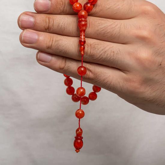 Round Pressed Amber Prayer Beads