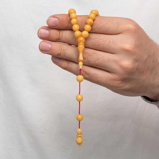 Round Pressed Amber Prayer Beads