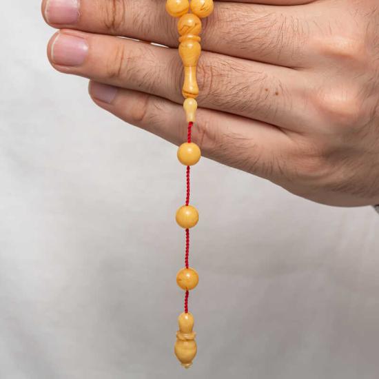 Round Pressed Amber Prayer Beads