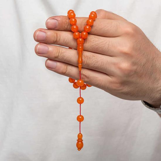 Round Pressed Amber Prayer Beads