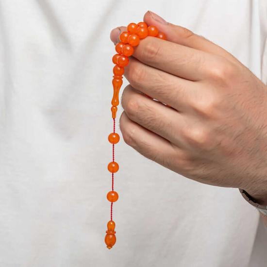 Round Pressed Amber Prayer Beads
