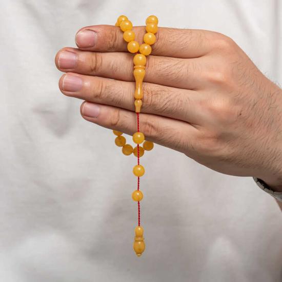 Round Pressed Amber Prayer Beads