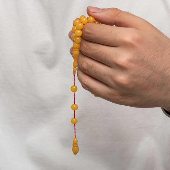 Round Pressed Amber Prayer Beads