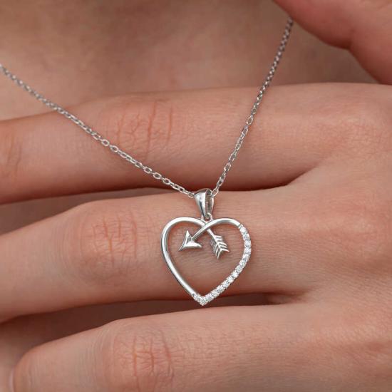 Silver Heart Arrow Women’s Necklace