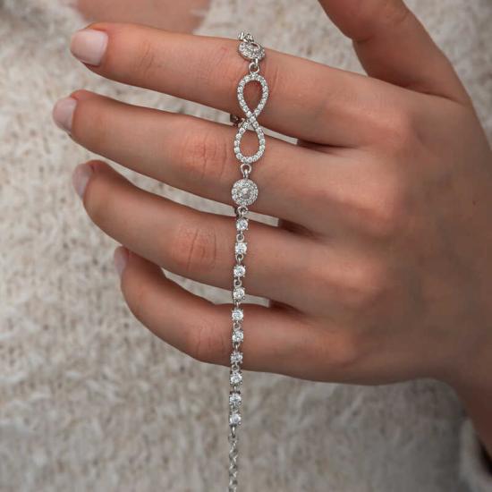 Silver Zircon Stone Infinity Women’s Bracelet