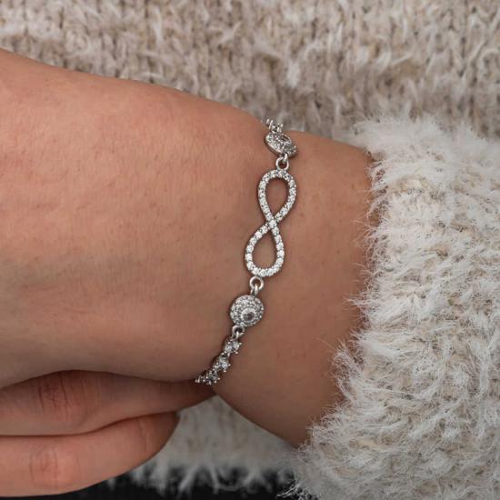 Silver Zircon Stone Infinity Women’s Bracelet