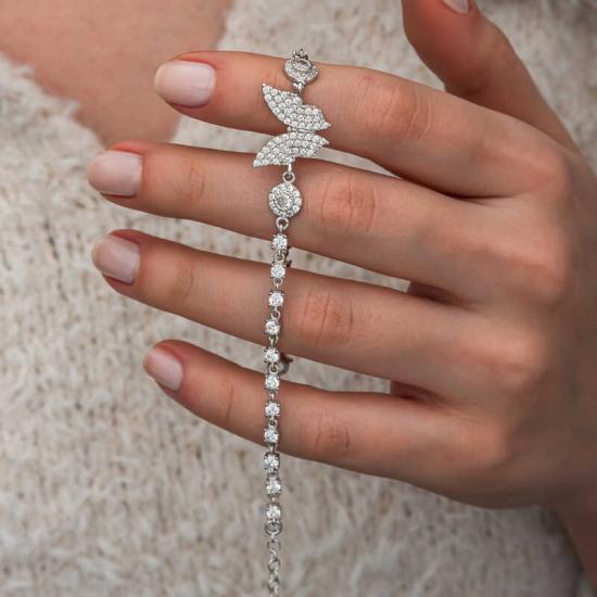 Silver Zircon Stone Butterfly Women’s Bracelet