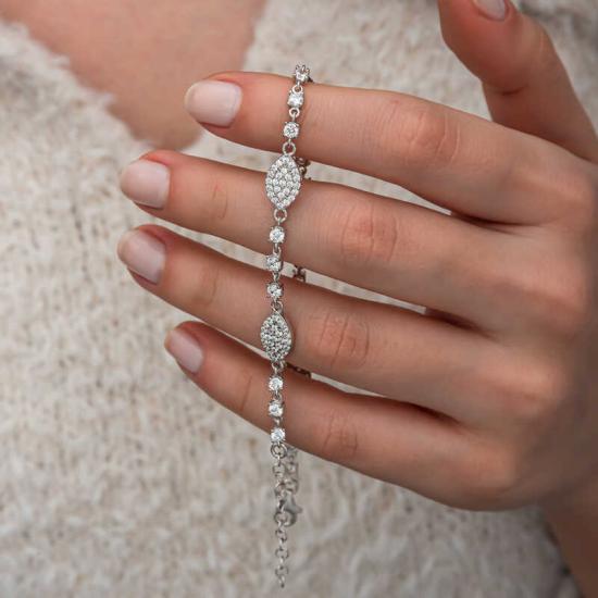 Silver Zircon Stone Shuttle Women’s Bracelet