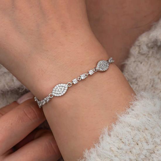 Silver Zircon Stone Shuttle Women’s Bracelet