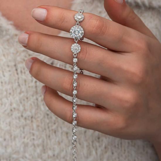Silver Zircon Stone Round Women’s Bracelet