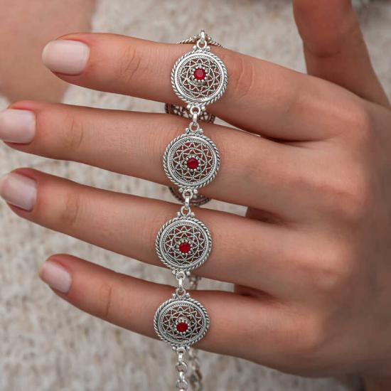 Silver Filigree Ruby Stone Women’s Bracelet