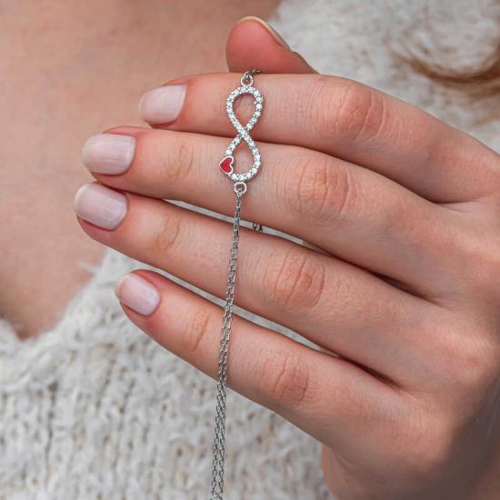 Silver Infinity Red Heart Women’s Bracelet