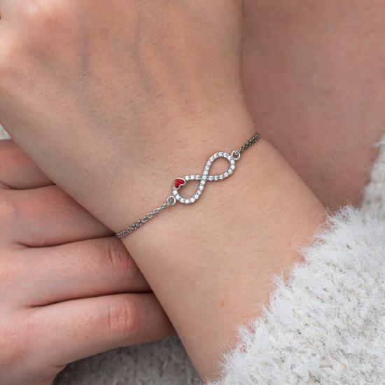 Silver Infinity Red Heart Women’s Bracelet