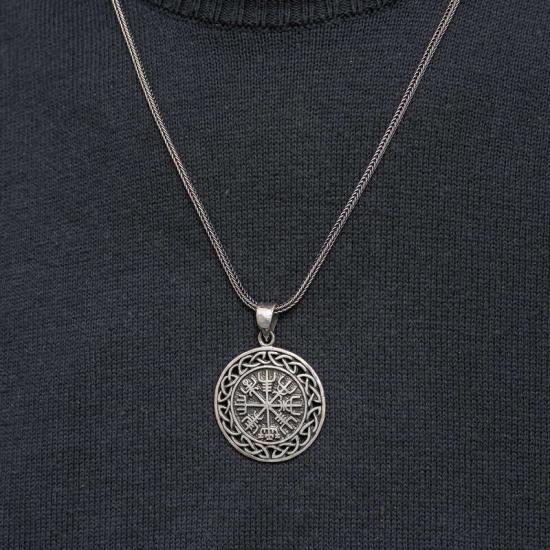 Silver Viking Compass Men’s Necklace