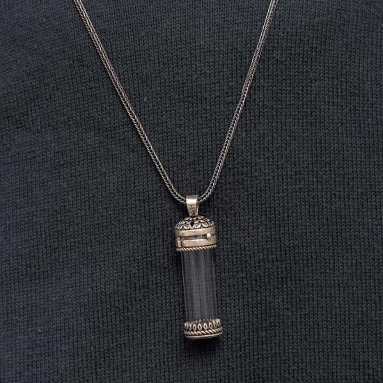 Silver Openable Amulet Container Cevşen Men’s Necklace