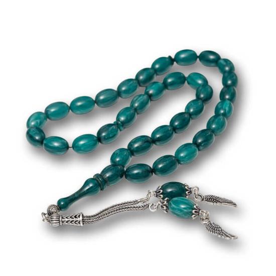 Amber Prayer Beads with Silver Tassels