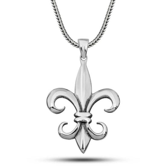 Silver Lily Flower Men’s Necklace