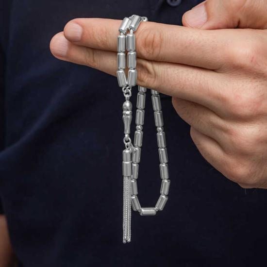 Silver Capsule Cut Men’s Prayer Beads