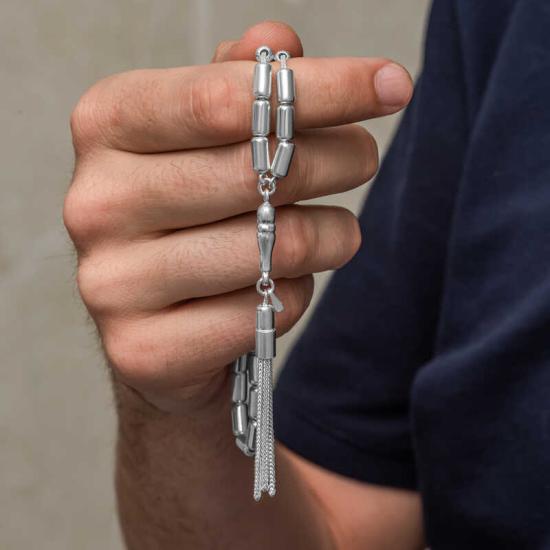 Silver Capsule Cut Men’s Prayer Beads