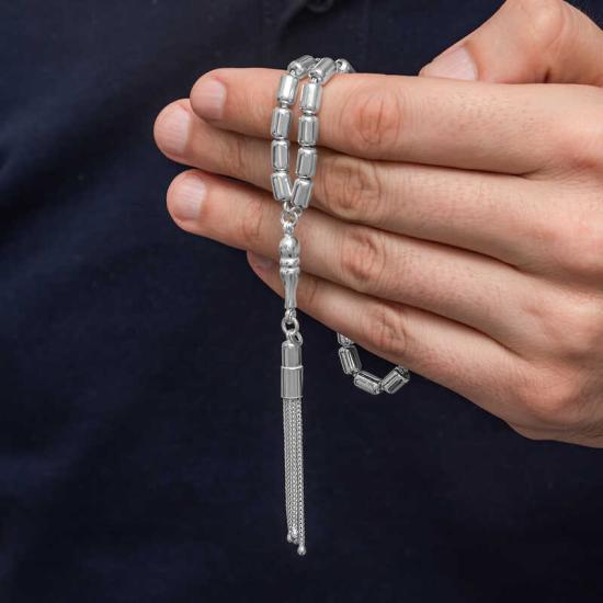Silver Capsule Cut Men’s Prayer Beads