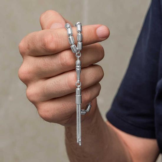 Silver Capsule Cut Men’s Prayer Beads