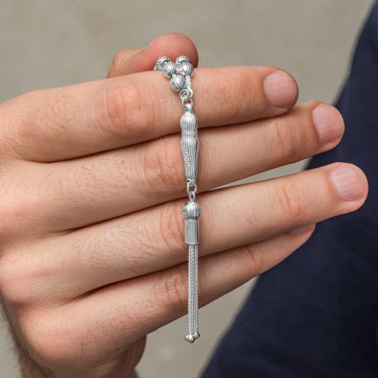 Silver Striped Round Men’s Prayer Beads