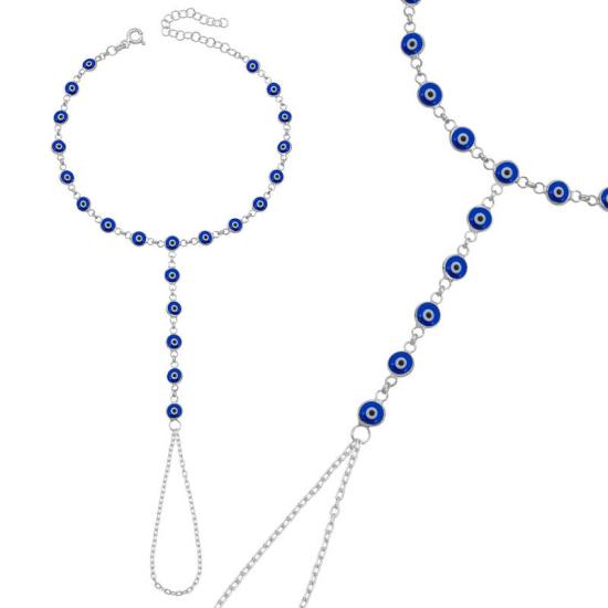 Silver and Navy Blue Evil Eye Beaded Shahmaran