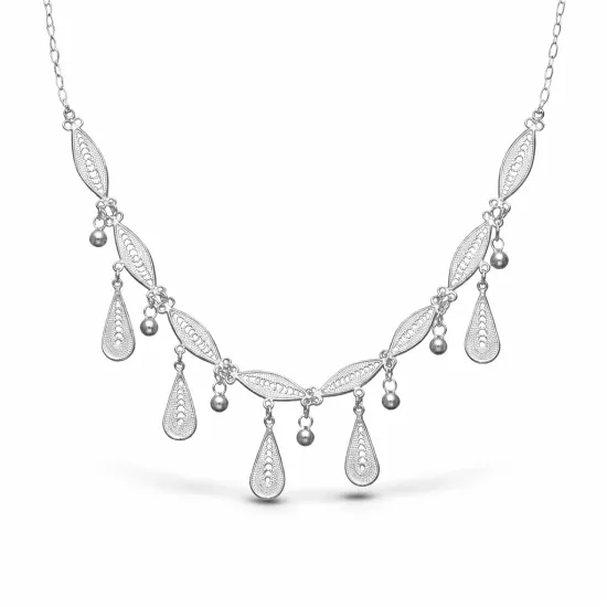 Gümüş Sonsuz Esinti Damla Telkari Kadın Kolye