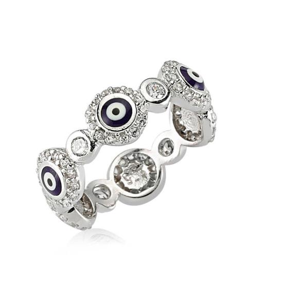 Silver Evil Eye Full Circle Women’s Ring