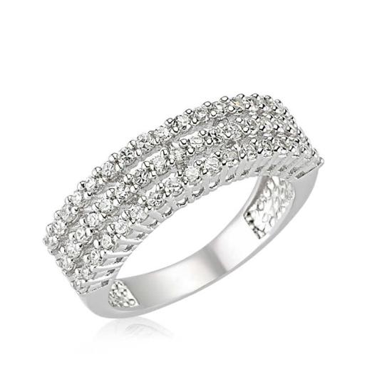 Silver 3 Row Half Round Women’s Ring