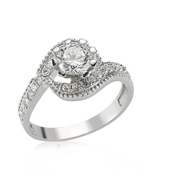 Silver Zircon Single Stone Women’s Ring