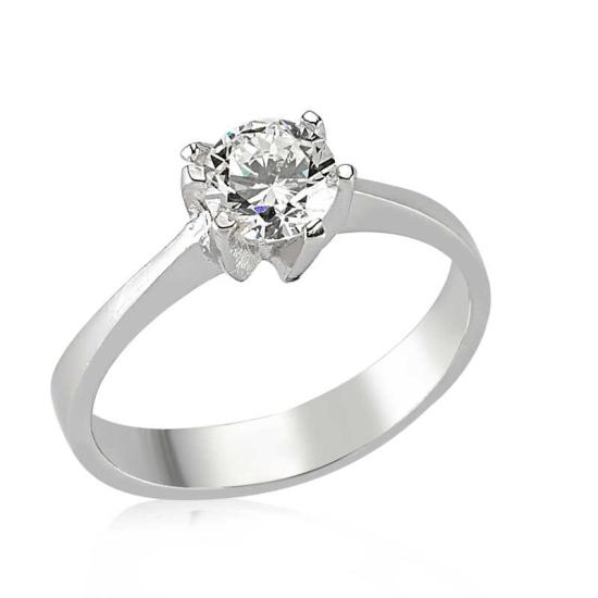 Silver Single Stone Women’s Ring