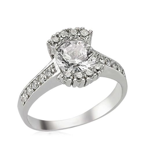 Silver Single Stone Women’s Ring