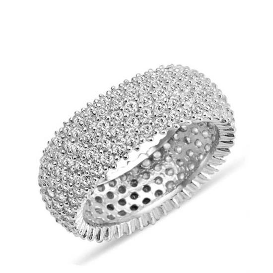 Silver 5 Row White Full Circle Women’s Wedding Ring