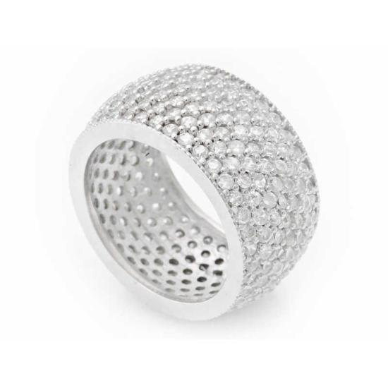 Silver 7 Row White Full Circle Women’s Wedding Ring