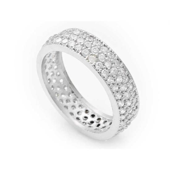 Silver 3 Row White Full Circle Women’s Wedding Ring