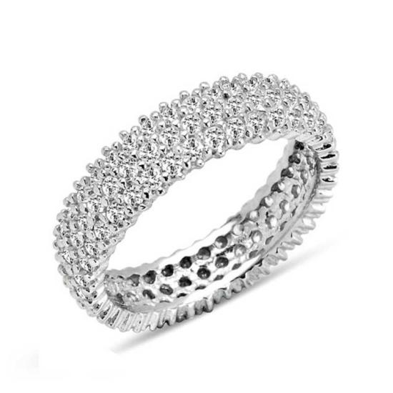 Silver 3 Row White Full Circle Women’s Wedding Ring