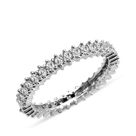 Silver Single Row Full Circle Women’s Wedding Ring