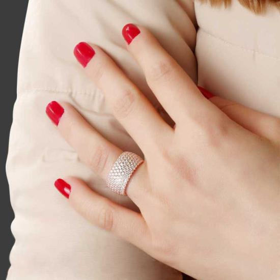 Silver 7 Row Rose Full Circle Women’s Ring