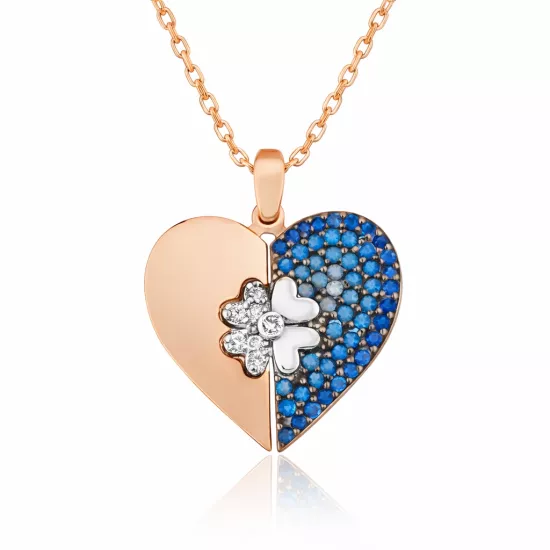 Silver Rose Heart Clover Women’s Necklace