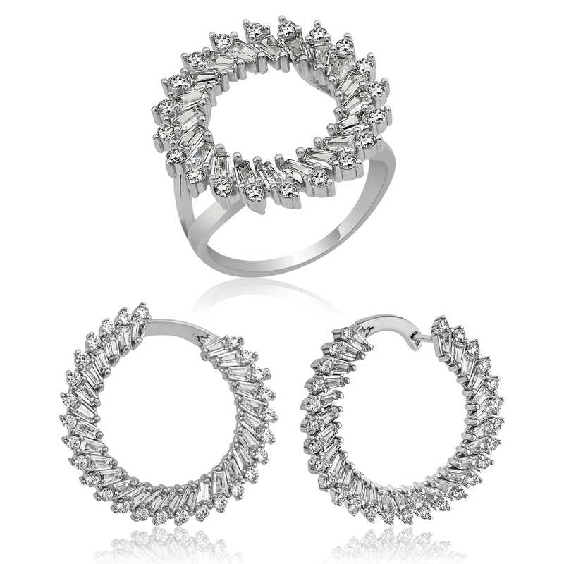 Silver Trapezoid Stone Women’s Set