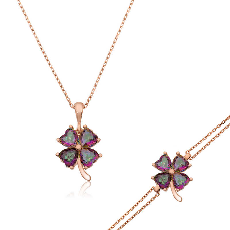 Silver Mystic Topaz Clover Women’s Set