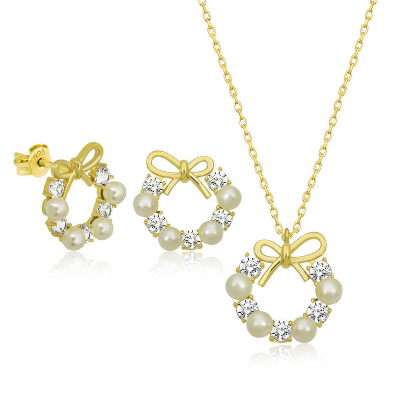 Silver Pearl Ribbon Women’s Set