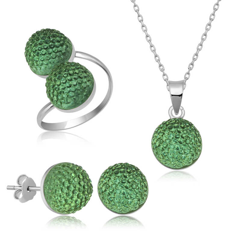 Silver Green Crystal Women’s Set