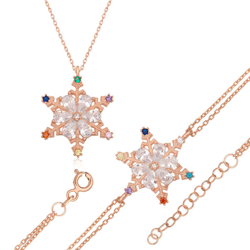 Silver Color Stone Snowflake Women’s Set
