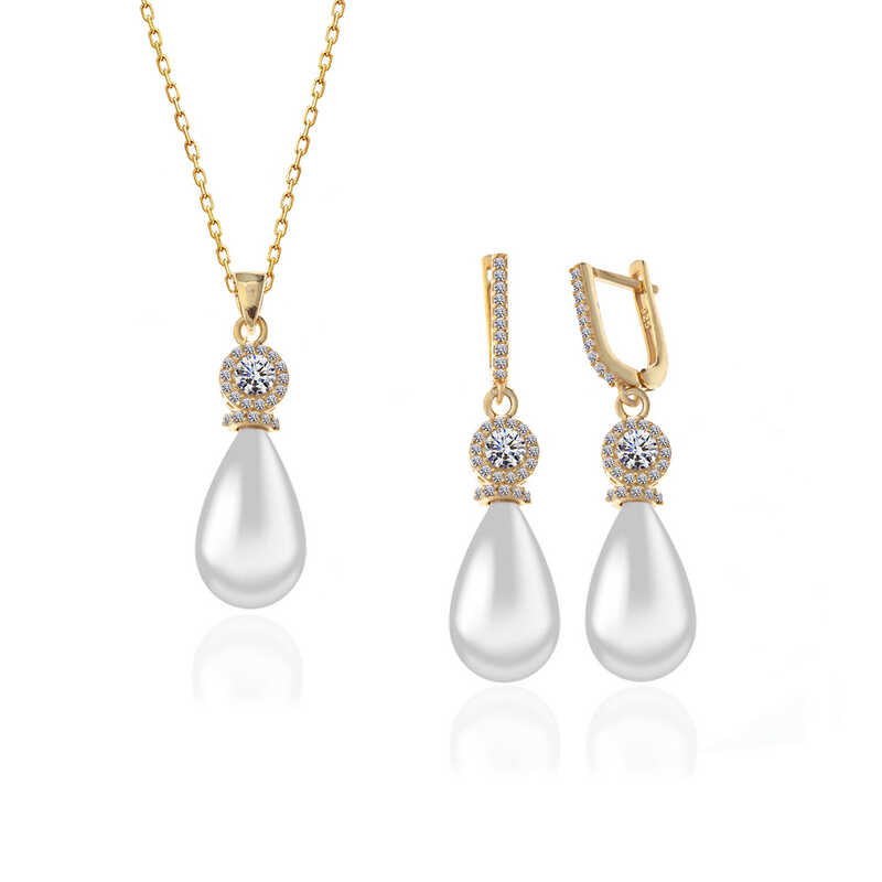 Silver Gold Drop Pearl Women’s Set