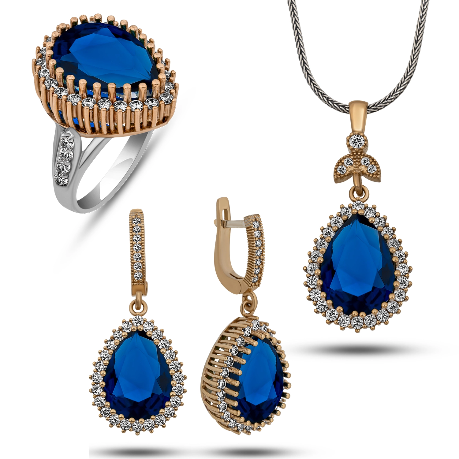 Silver 925 Blue Zircon Stone Hurrem Set