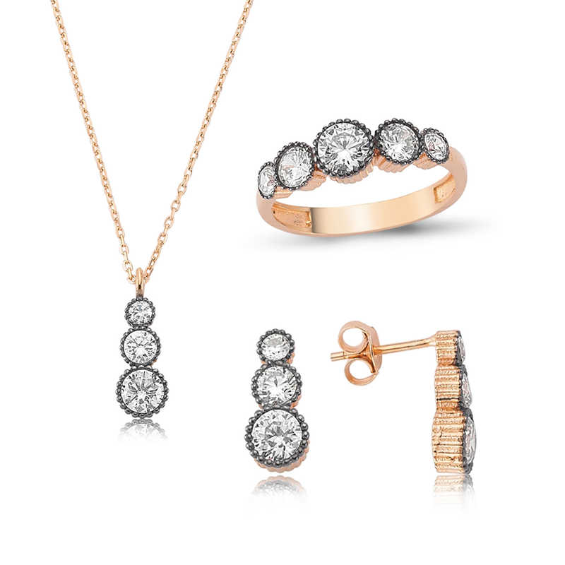 Silver Diamond Model 5 Stone Women’s Set