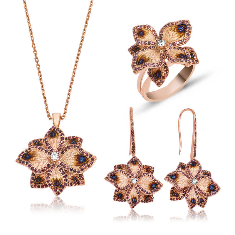 Silver Violet Flower Women’s Set