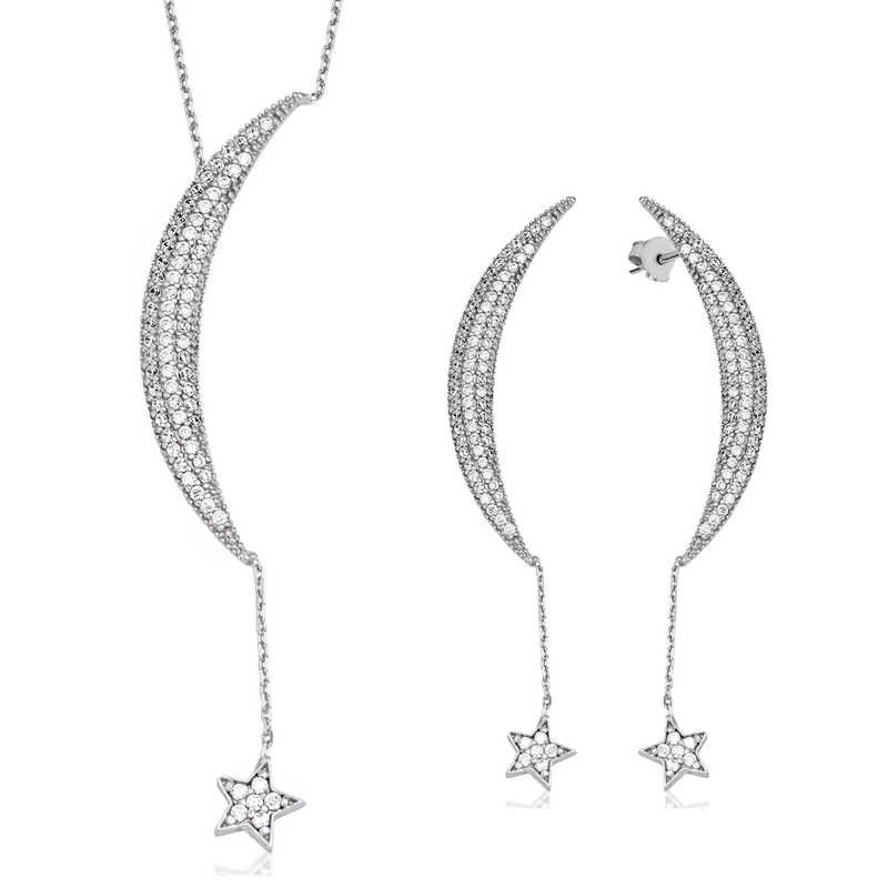 Silver Chain Moon Star Women’s Set